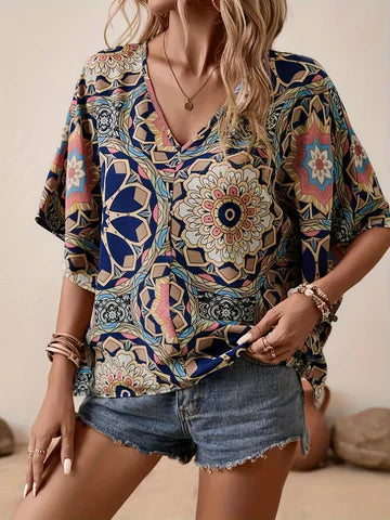 Levoire | Chemisier Avec Motif Floral Et Décolleté En V