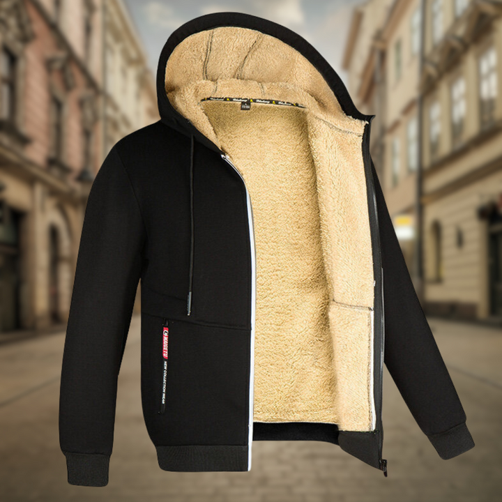 Levoire | Sweatshirt chaud avec intérieur en polaire Nero