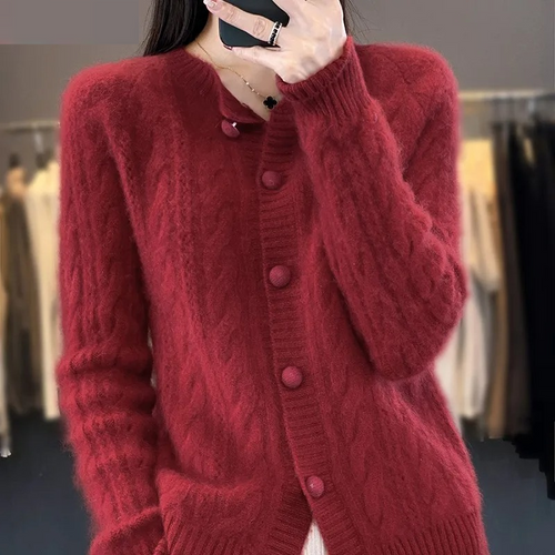 Levoire | Gilet pour Femmes Gilet Tricoté Doux avec Col Rond et Bouton
