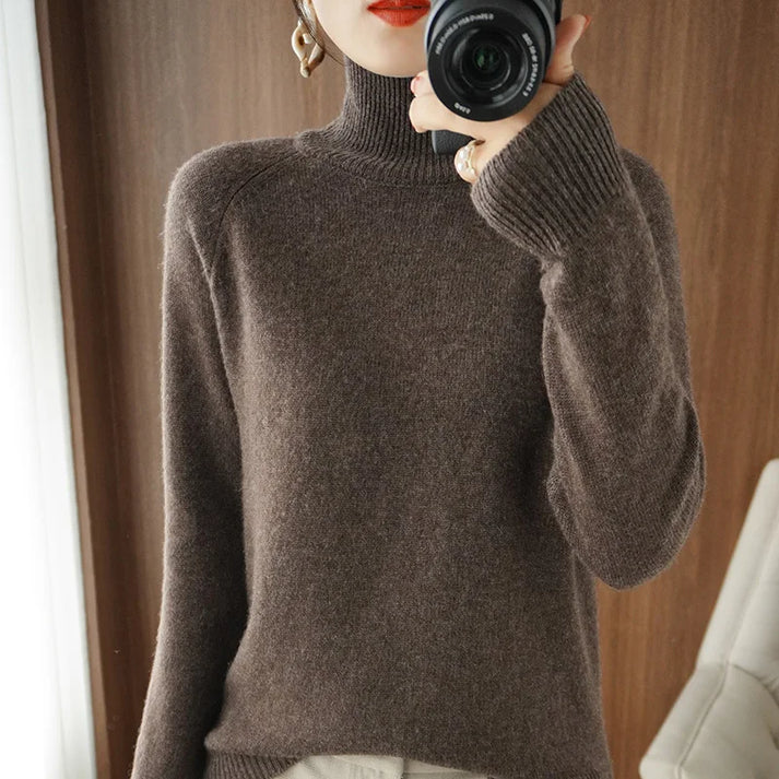Levoire | Pull À Col Roulé Confortable Pour Dames Avec Col Haut Braun