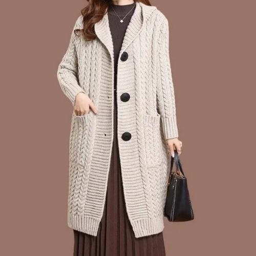 Levoire | Gilet à capuche pour femmes avec bouton et coupe longue