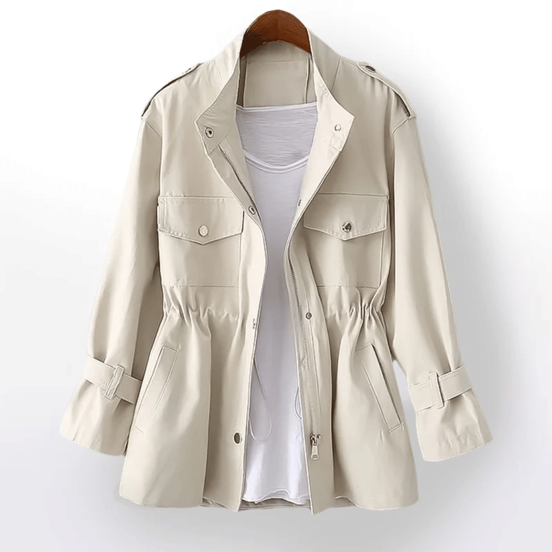 Levoire | Tren Coat Élégant Mélange De Coton & Taille Accentuée Pour Femmes Blanc