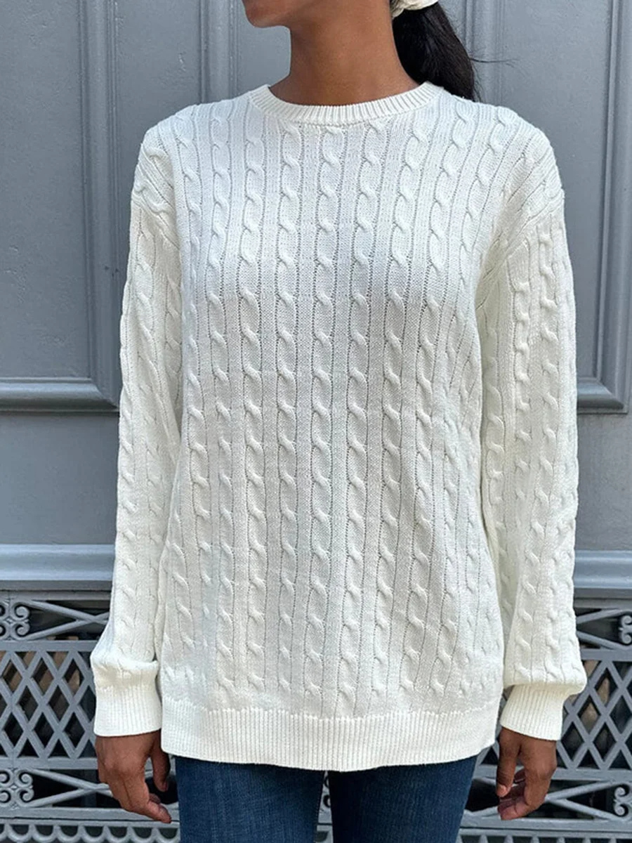 Levoire | Sweat à capuche Femme Pull en tricot classique, Pull décontracté Blanc