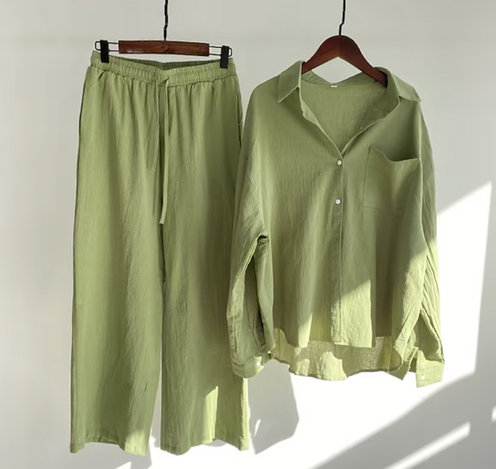 Levoire | Ensemble D'Été Pour Femmes Avec Chemise Et Pantalon Vert