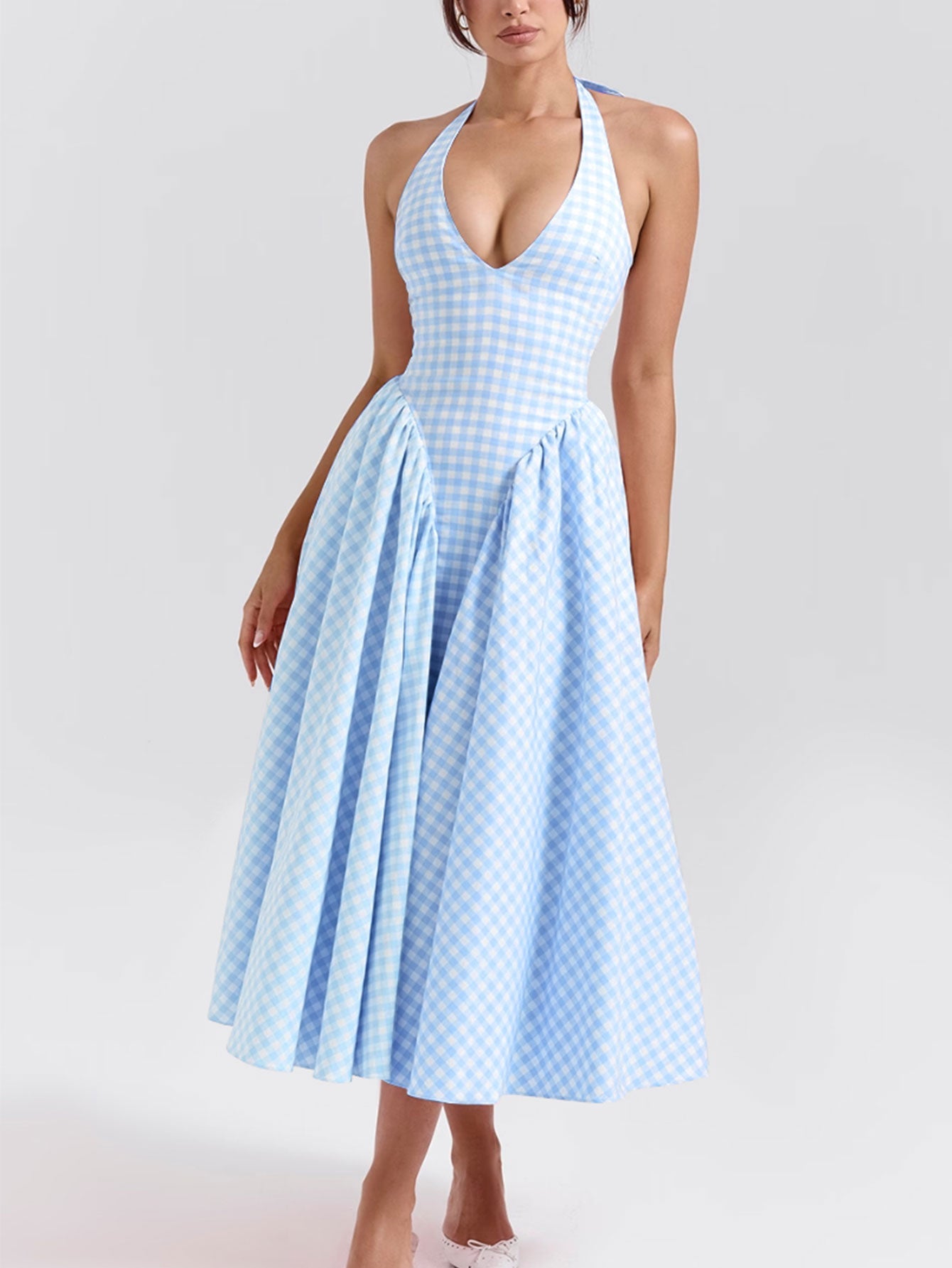 Levoire | Robe midi à encolure en V profonde Bleu