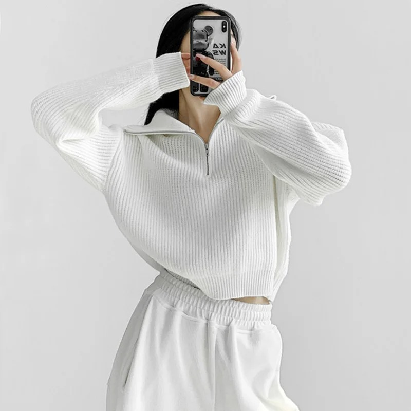 Levoire | Pull femme avec veste, en tricot côtelé et avec une coupe confortable Blanc