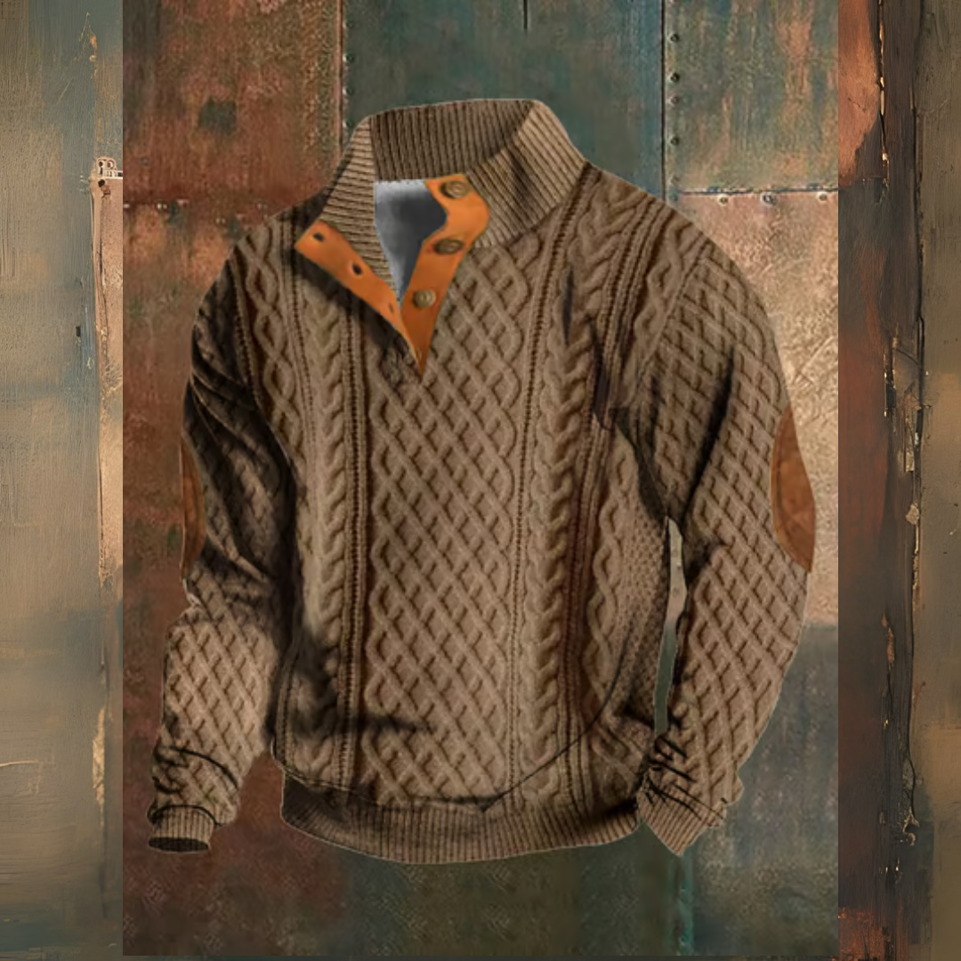 Levoire | Retro Décontracté Motif Géométrique Tricot Sweatshirt Braun