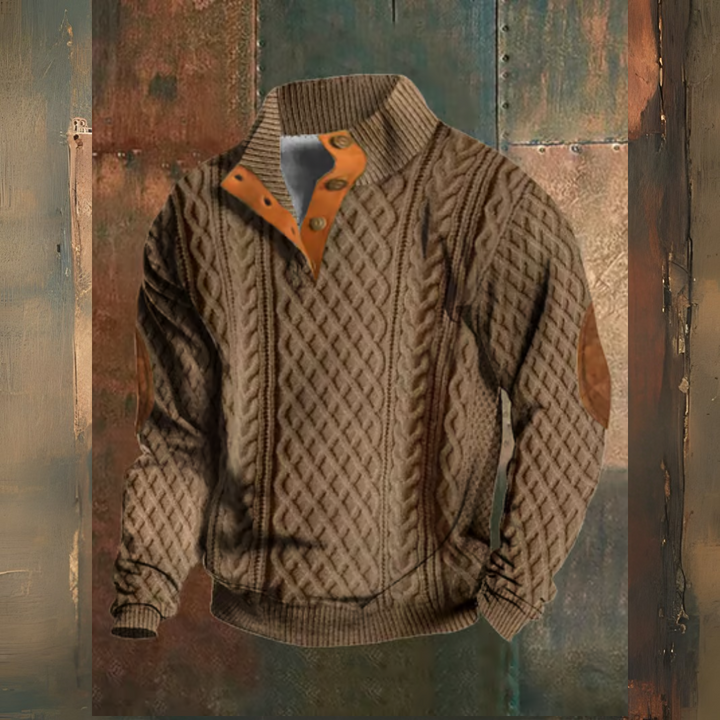 Levoire | Retro Décontracté Motif Géométrique Tricot Sweatshirt Braun