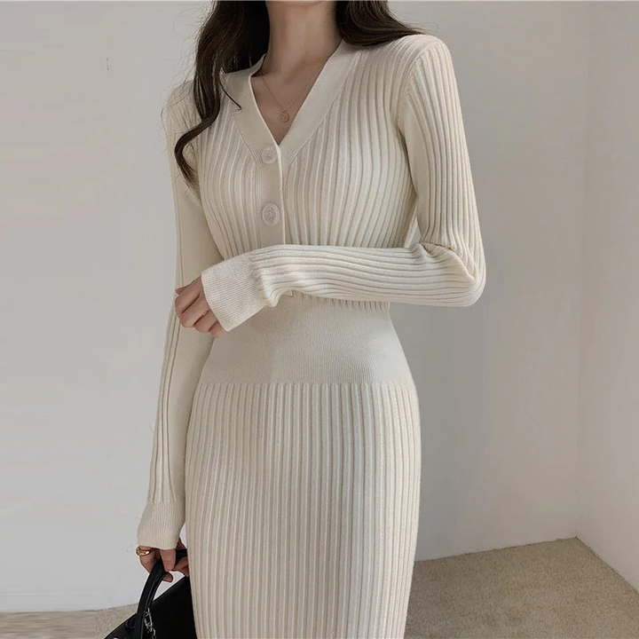 Levoire | Robe En Tricot Slim Avec Boutons Morela