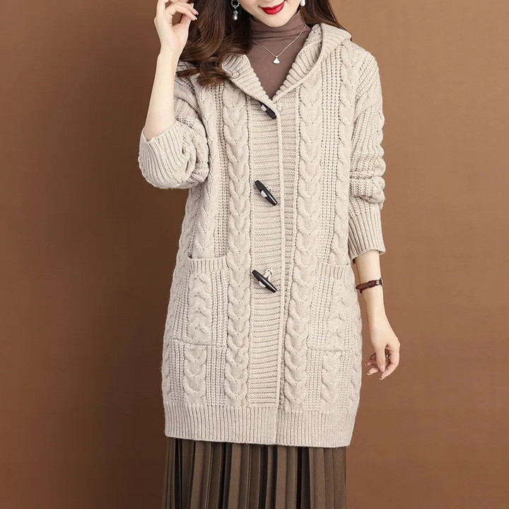 Levoire | Veste à capuche femme à bascule et maille design Beige
