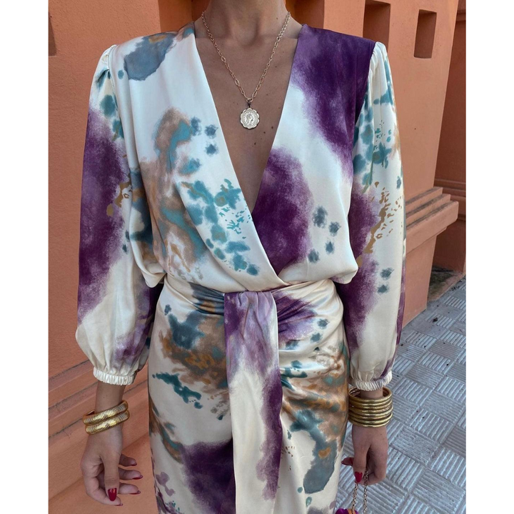 Levoire | Robe midi élégante à nouer pour femmes Lilas