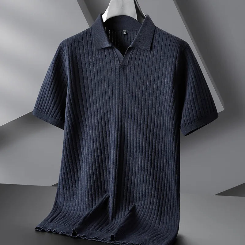 Levoire | Polo Chic Pour Hommes À Manches Courtes Bleu