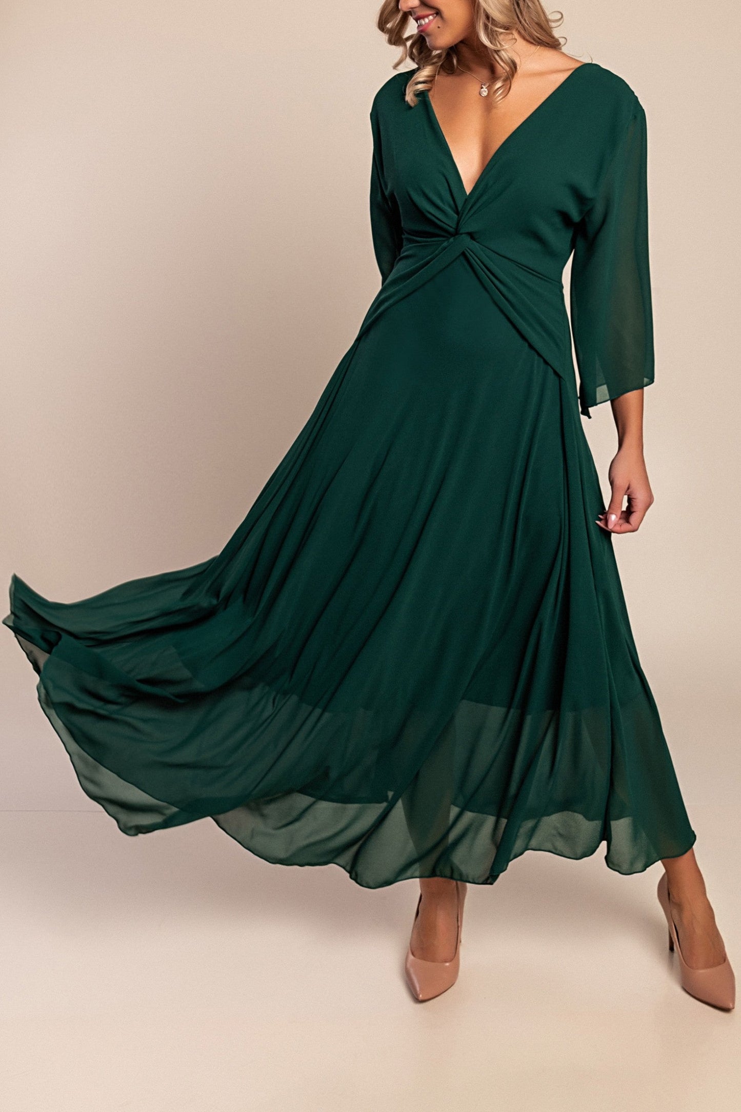 Levoire | Robe À Décolleté En V Et Aura Élégante Pour Un Look Élégant Vert foncé