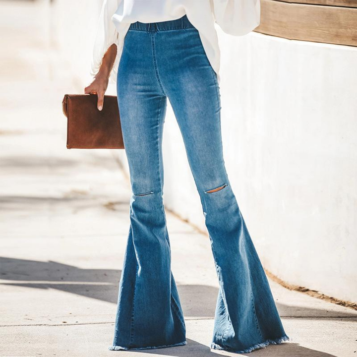 Levoire | Haut Taille Pantalon Femmes Jambes Larges Bleu