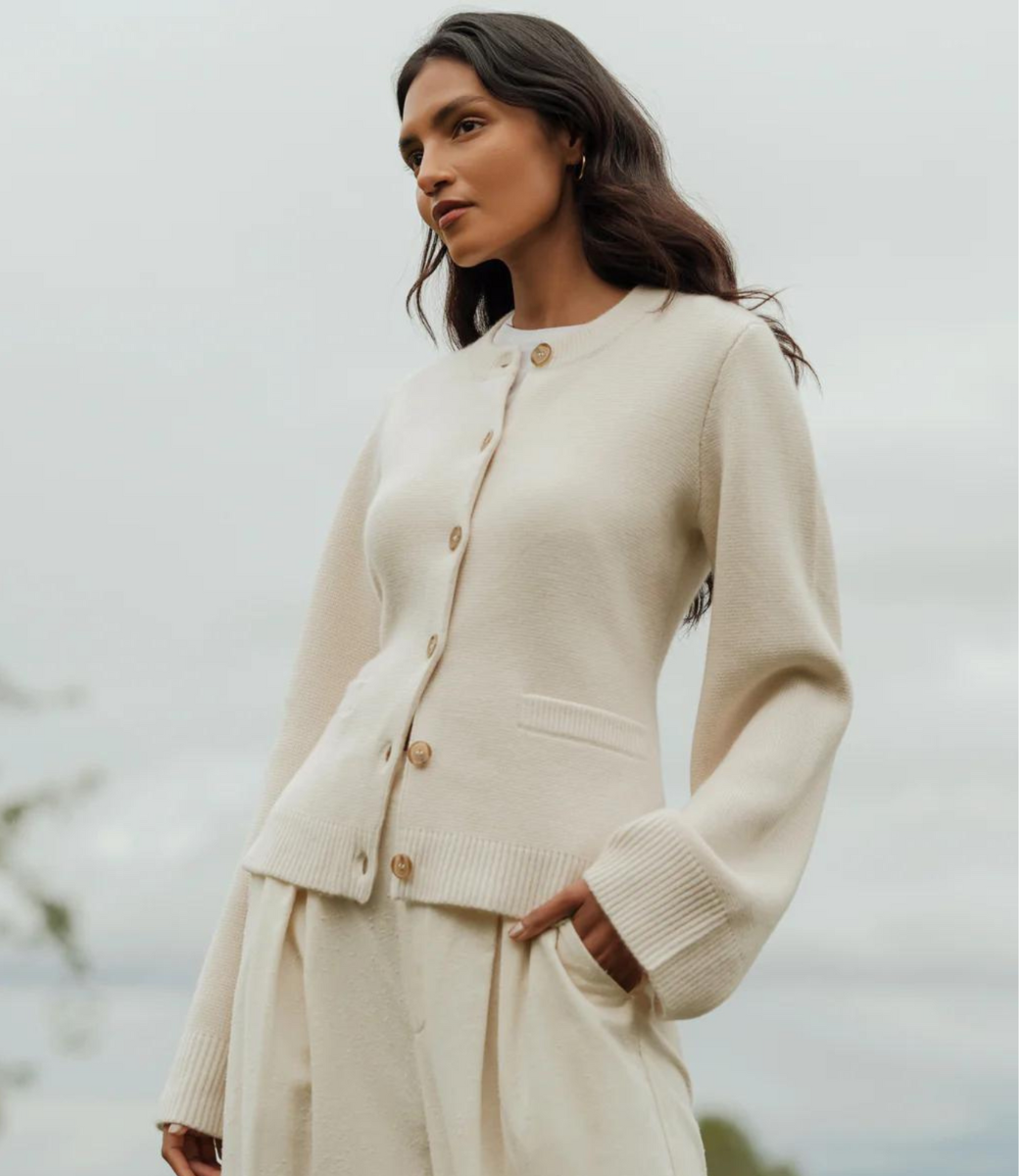 Levoire | Veste En Tricot Élégante Pour Femmes Blanc Beige