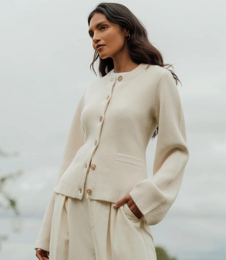 Levoire | Veste En Tricot Élégante Pour Femmes Blanc Beige