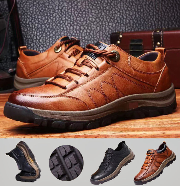 Levoire | Chaussures Décontractées En Cuir Cousues À La Main Pour Hommes Marron + noir