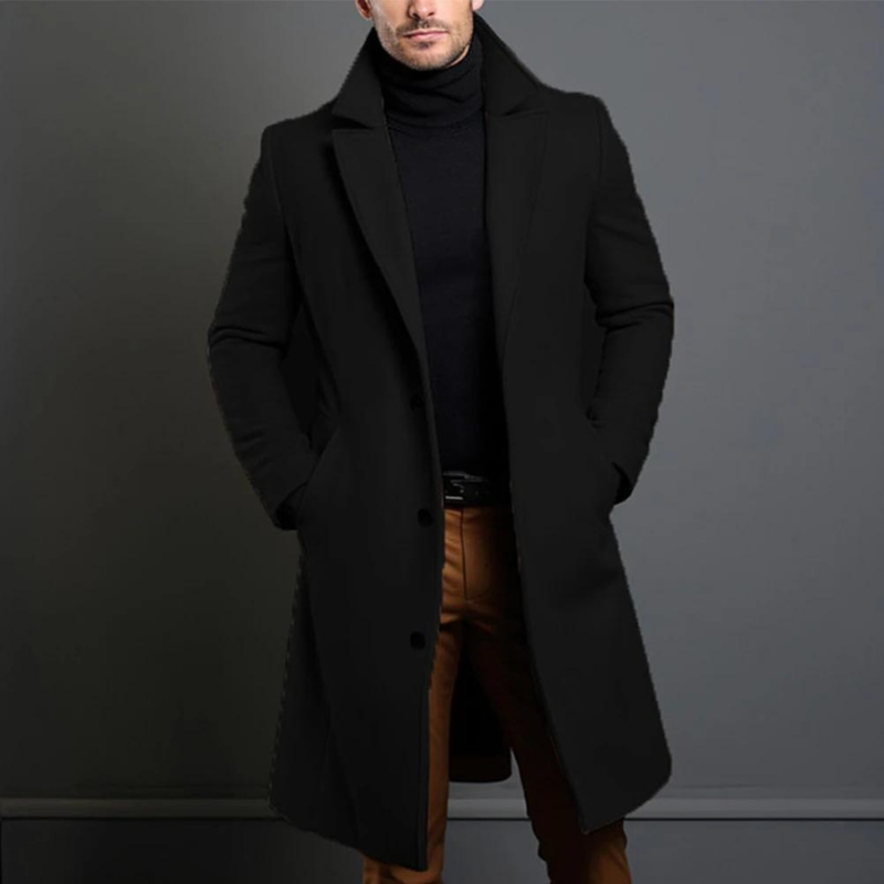 Levoire | Trench-Coat Long Pour Hommes Noir
