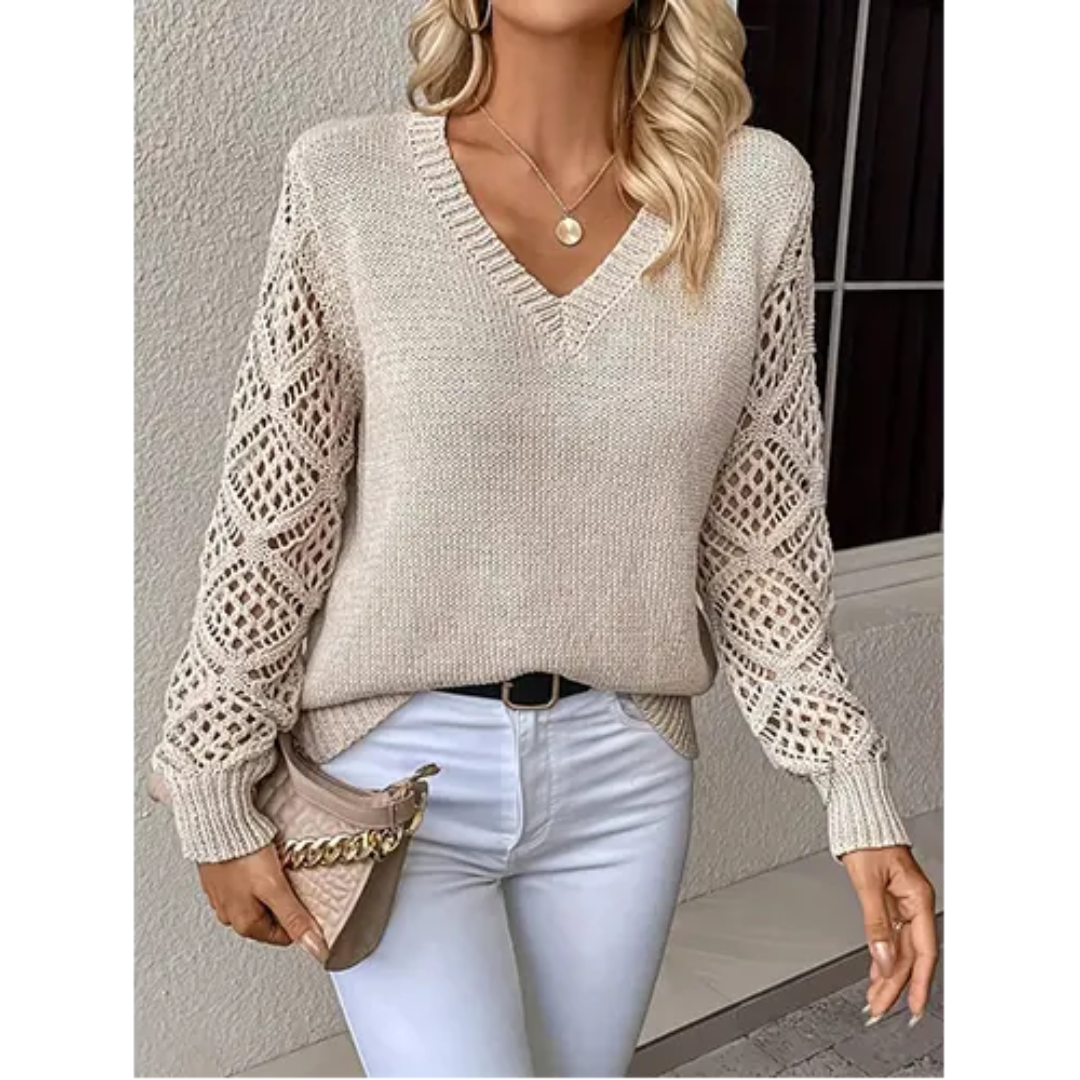 Levoire | Pull à V pour femmes Abricot