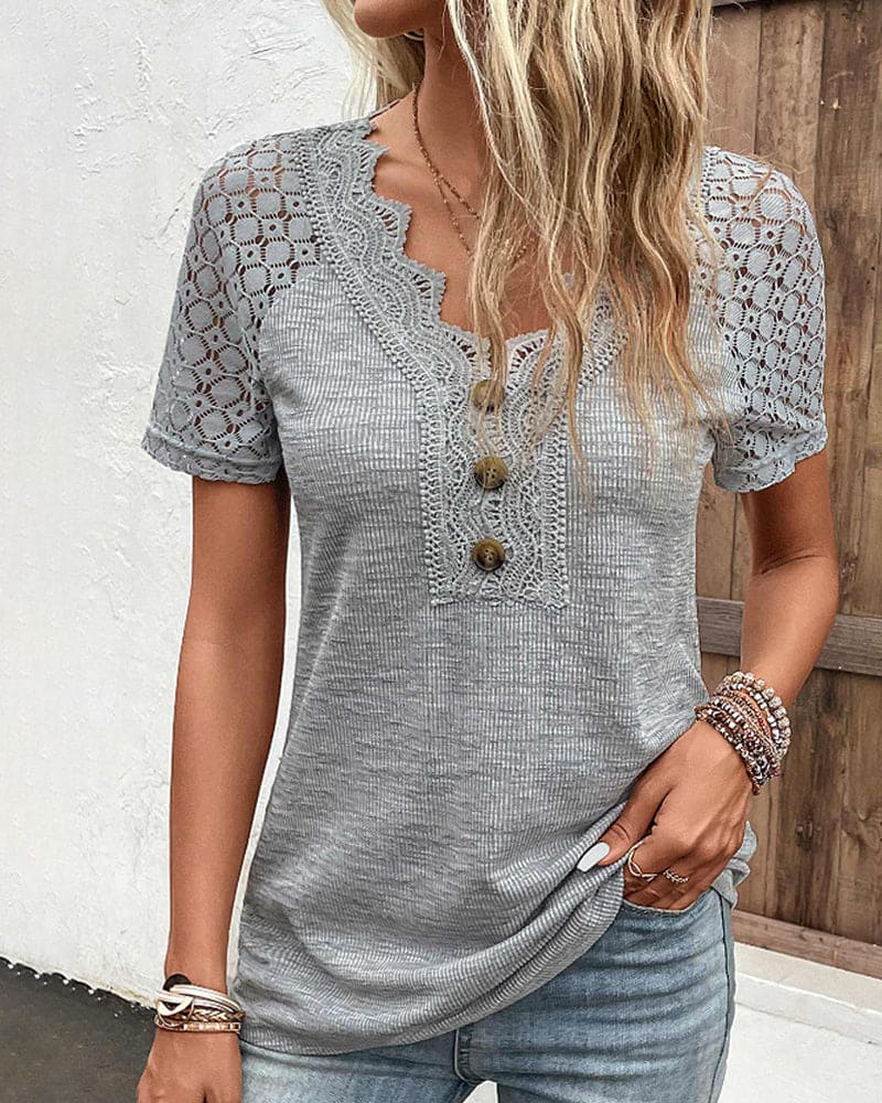 Levoire | T-Shirt En Dentelle À Manches Courtes