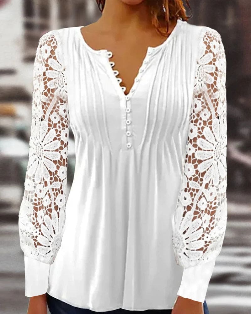 Levoire | Blouse En Dentelle À Manches Longues Et Décolleté En V