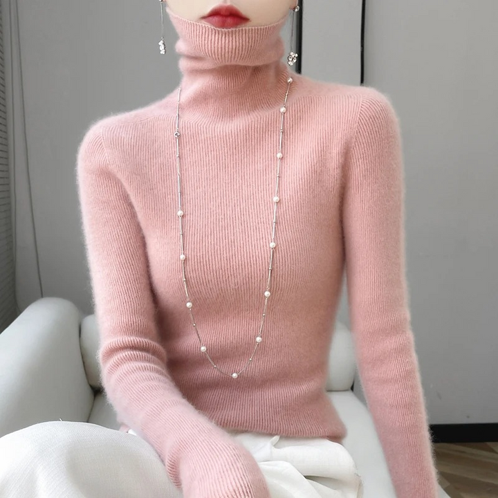 Levoire | Pull en cachemire pour femmes Pull à col élégant en laine luxueuse Rosa