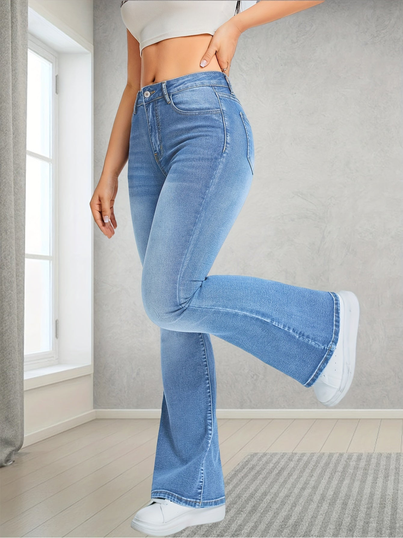 Levoire | Jeans Large Femmes Style Dcontract Bleu clair
