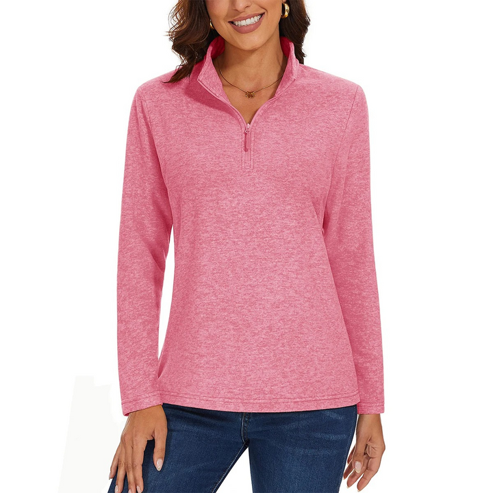 Levoire | Pull femme à fermeture éclair, motif en côtes et confort Rosa