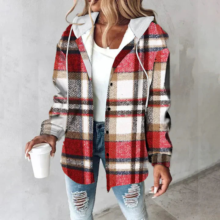 Levoire | Veste Pour Femmes Avec Motif À Carreaux Et Capuche Confortable Rot