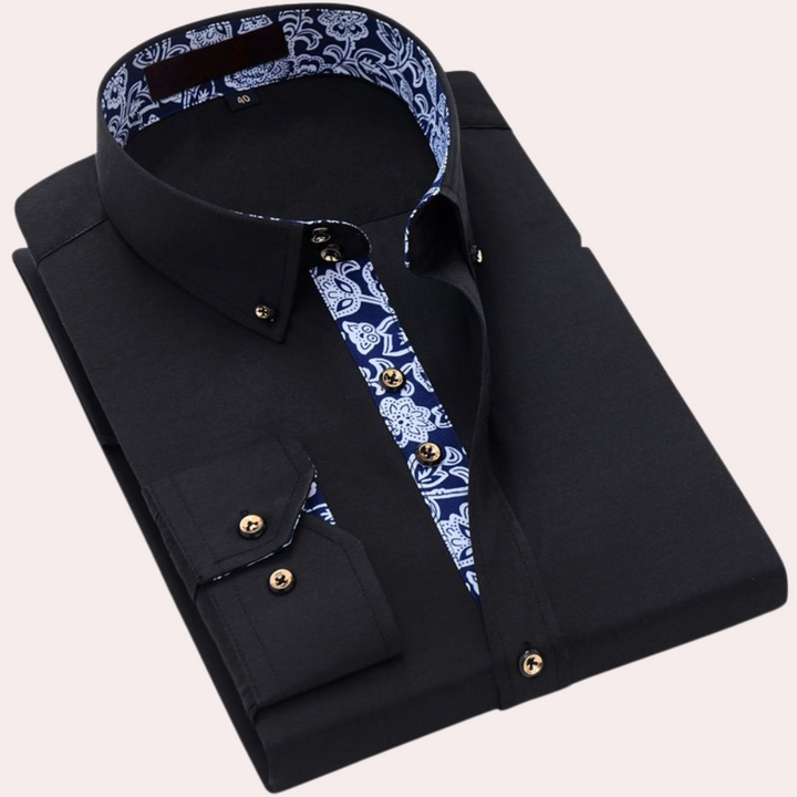 Levoire | Chemise classique pour homme à manches longues Noir