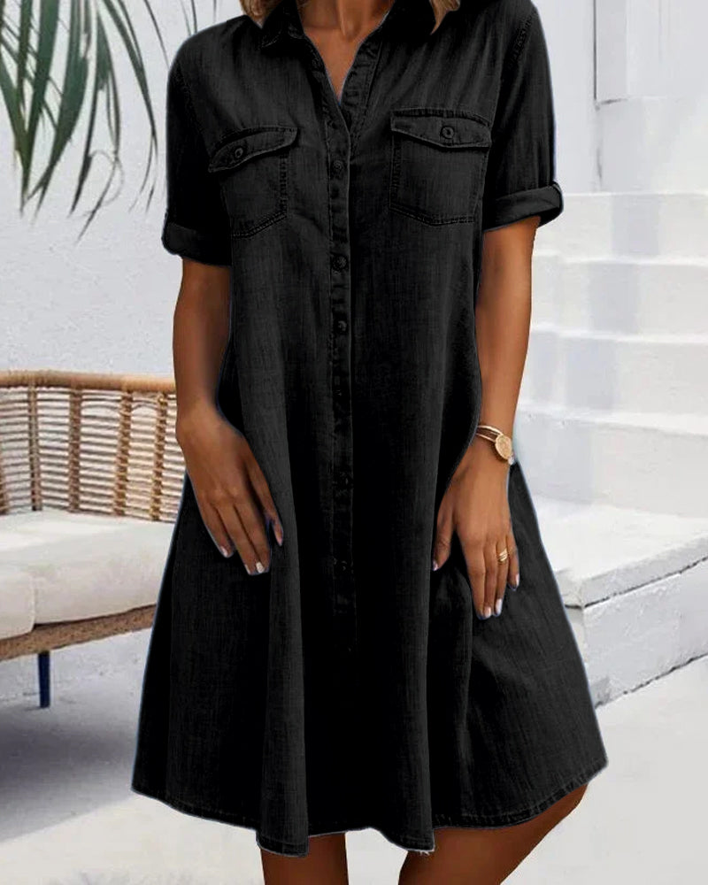 Levoire | Robe Midi À Manches Courtes Et Boutonnage Gris