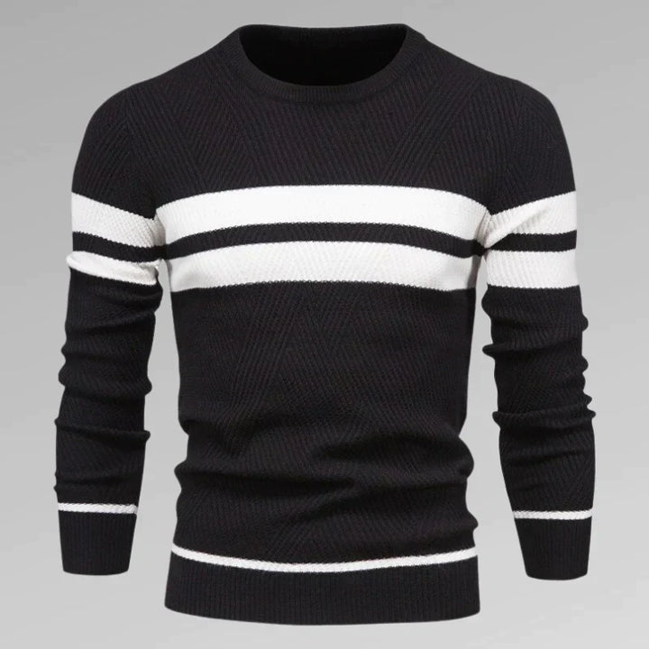 Levoire | Pull Avec Deux Rayures Horizontales Noir