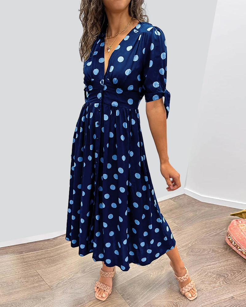 Levoire | Robe Midi Elegante À Pois Coupe A Femmes
