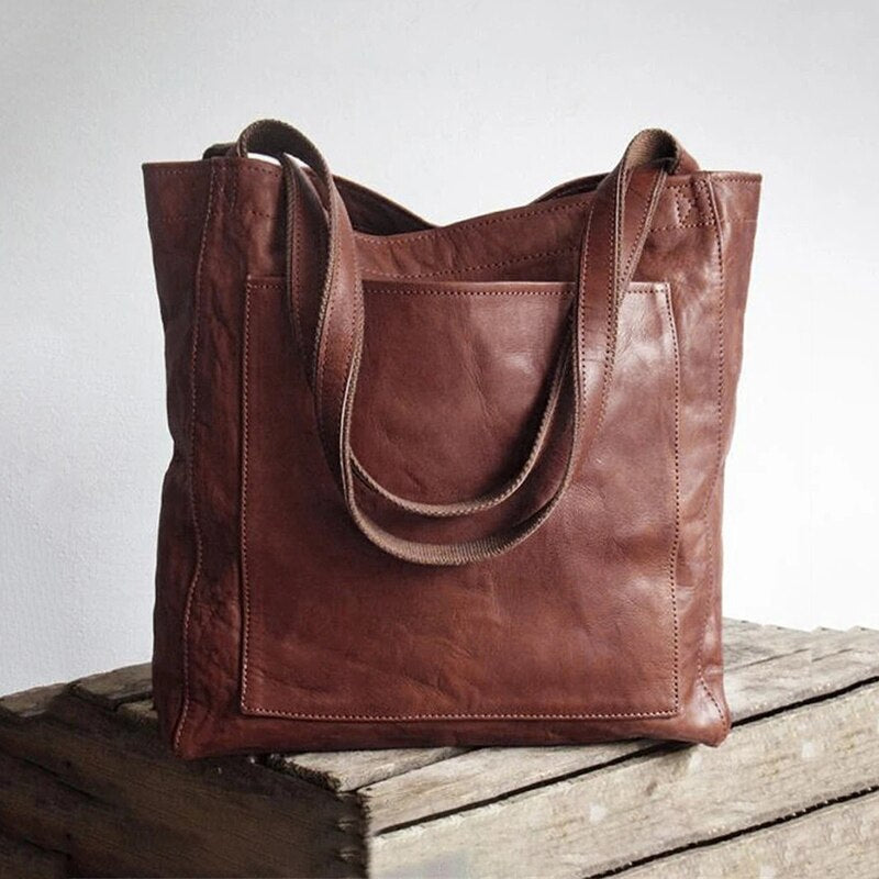 Levoire | Sac À Provisions En Cuir Vintage Pour Femmes Marron foncé
