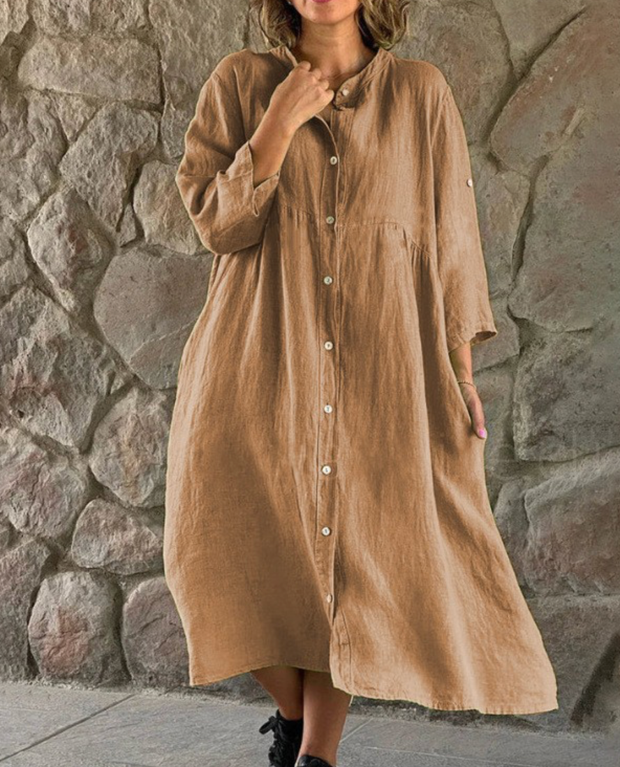 Levoire | Rento longue robe à boutons Braun