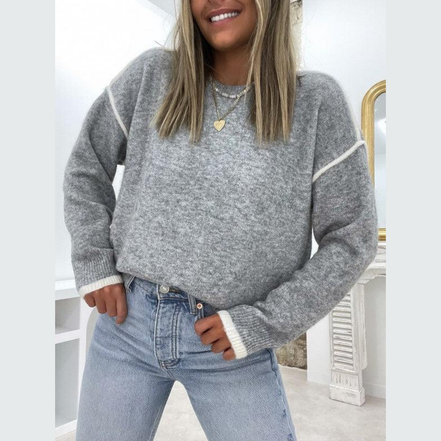 Levoire | Pull Avec Encolure Ronde Et Apparence Moderne Gris
