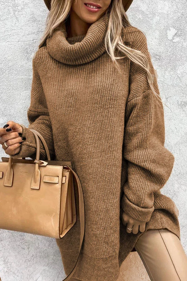 Levoire | Grande Taille Pull À Manches Longues Et Col Large Pour Fashionistas Modernes Braun