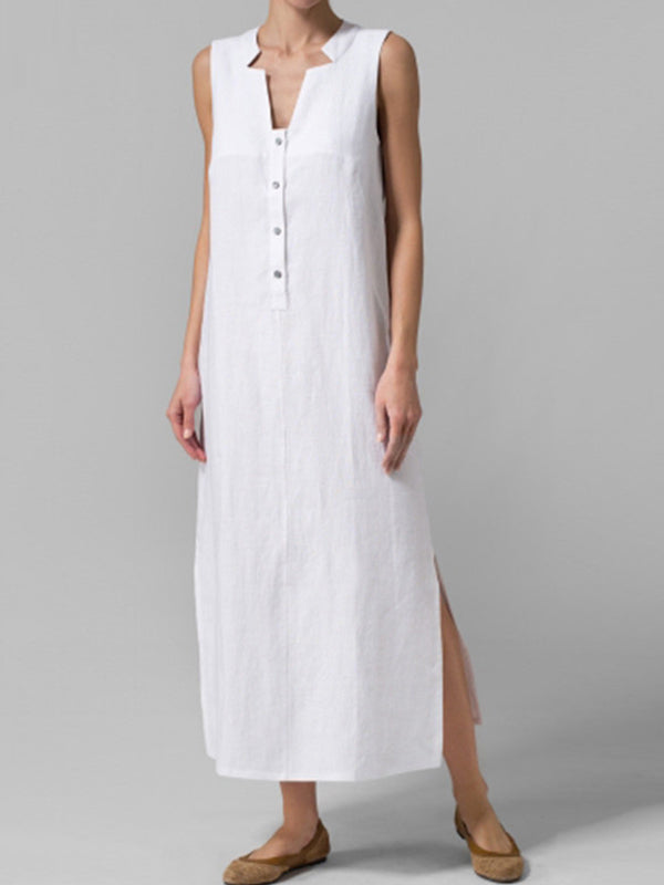 Levoire | Robe longue avec boutons et coupe coulissante Blanc