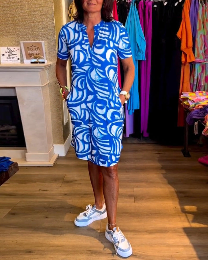 Levoire | Robe D'Été A-Ligne Légère Avec Décolleté En V Bleu