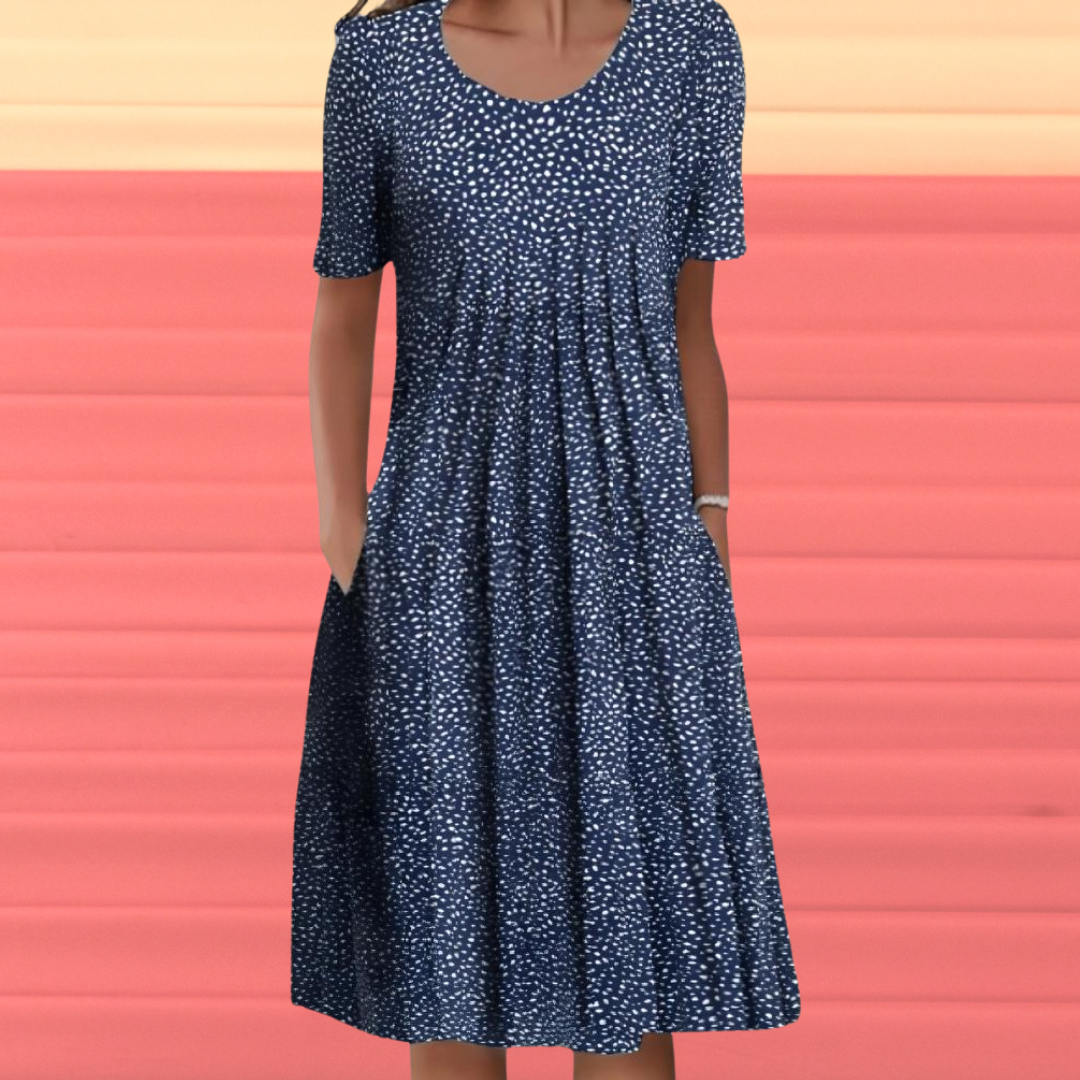 Levoire | Robe avec des manches courtes et un motif floral Bleu à pois