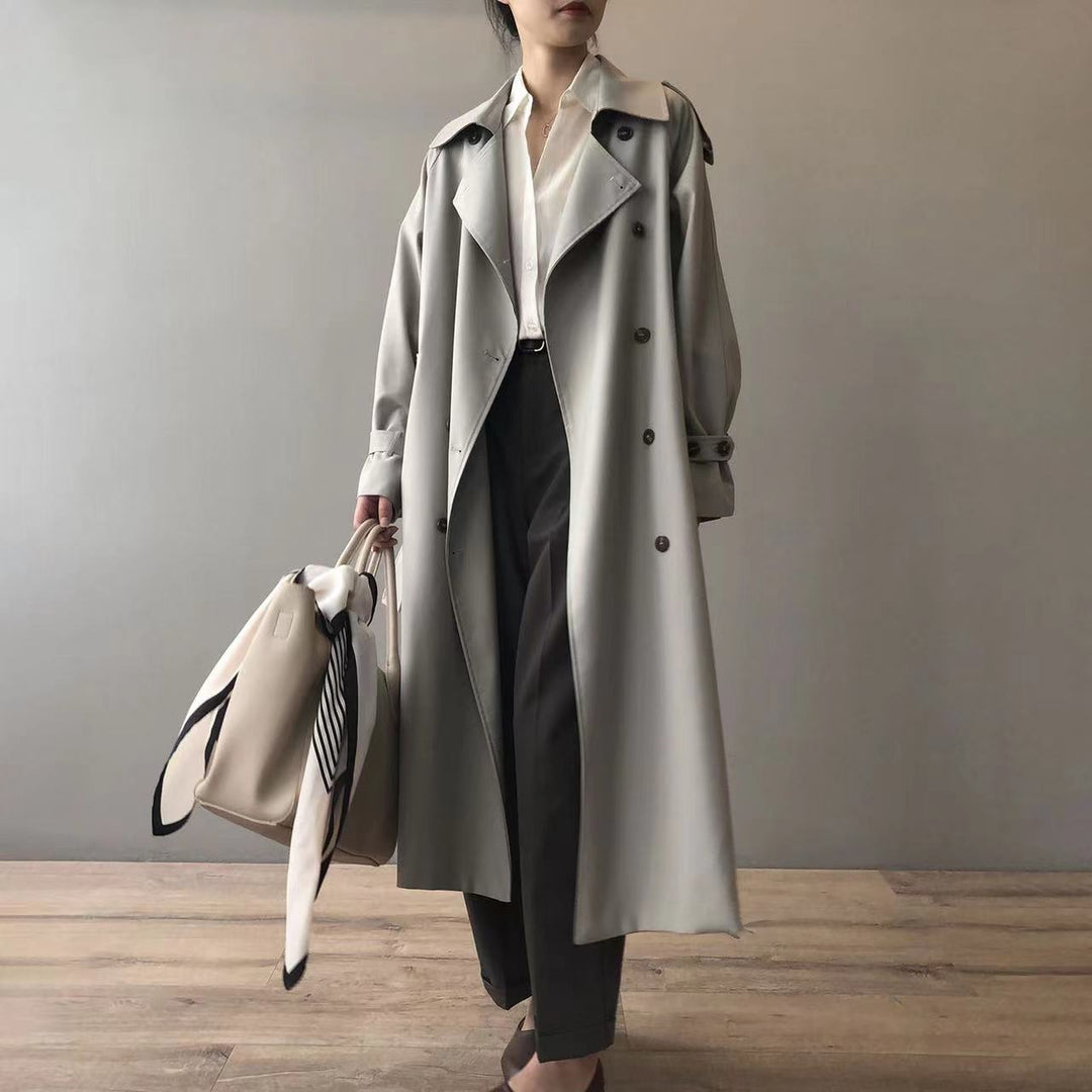 Levoire | Manteau Trench Long Pour Femmes Avec Une Coupe Grande Taille Et Double Boutonnage Gris