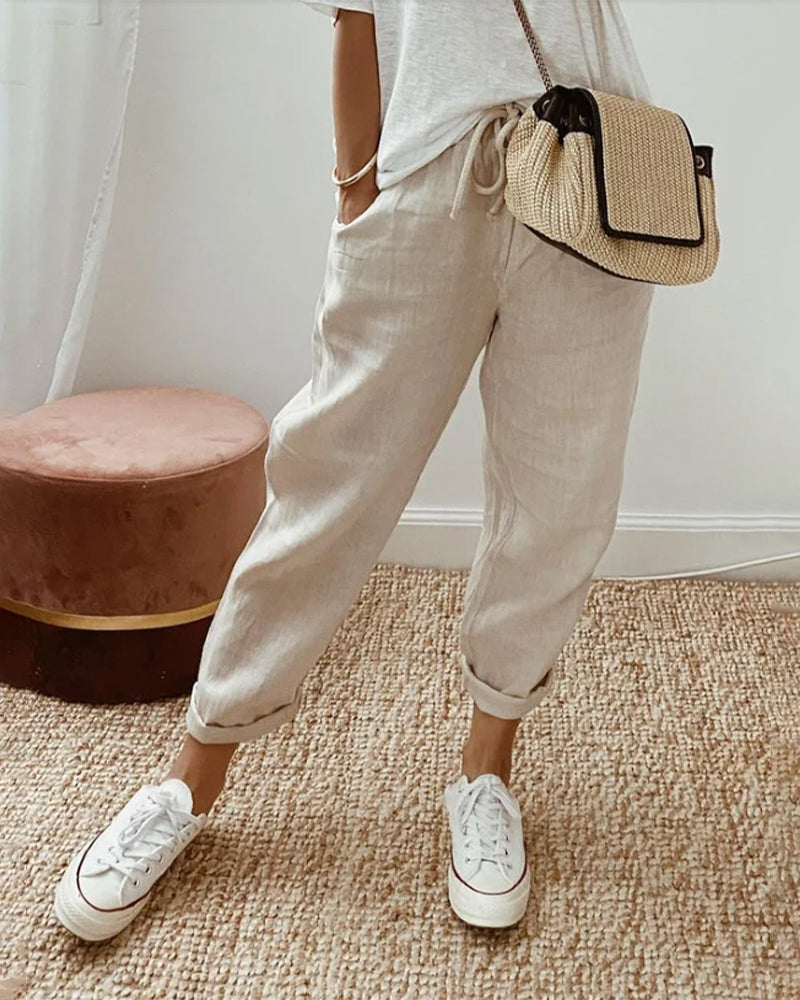 Levoire | Pantalons en coton élégants Beige