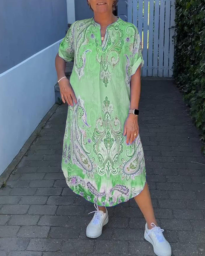 Levoire | Robe Avec Décolleté En V Et Manches Reversées Vert