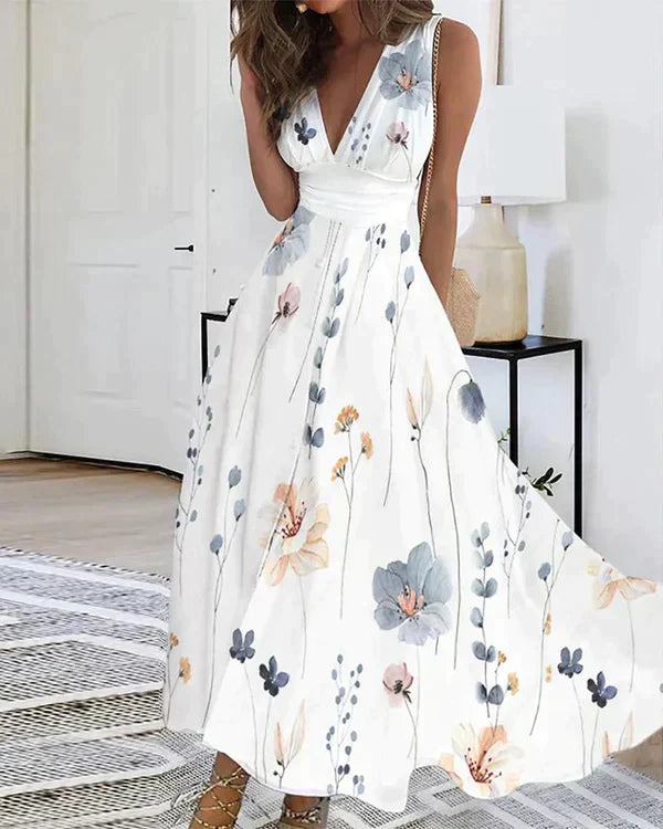 Levoire | Robe Fleurie Élégante Pour Femme Blanc