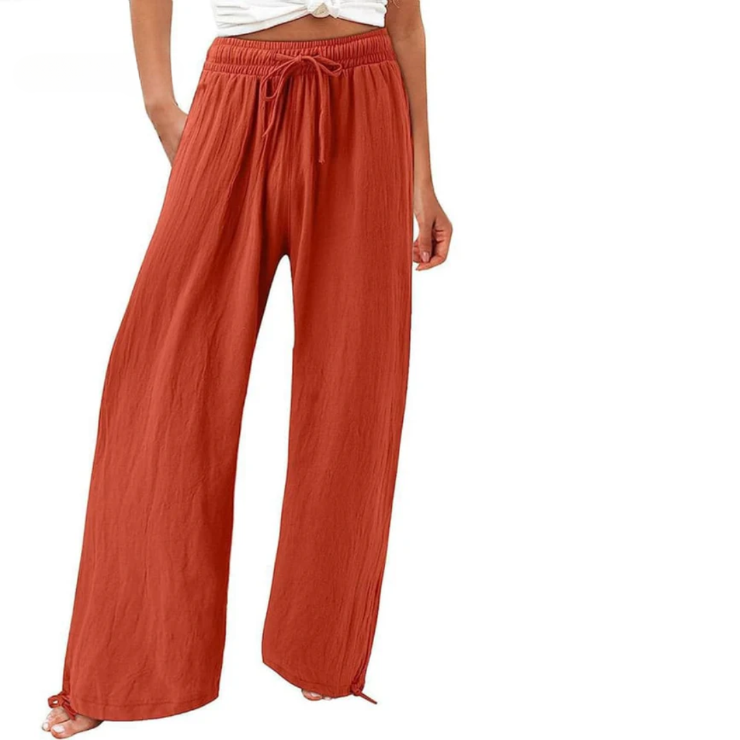 Levoire | Pantalons De Loisirs En Coton Et Lin Pour Femmes Orange