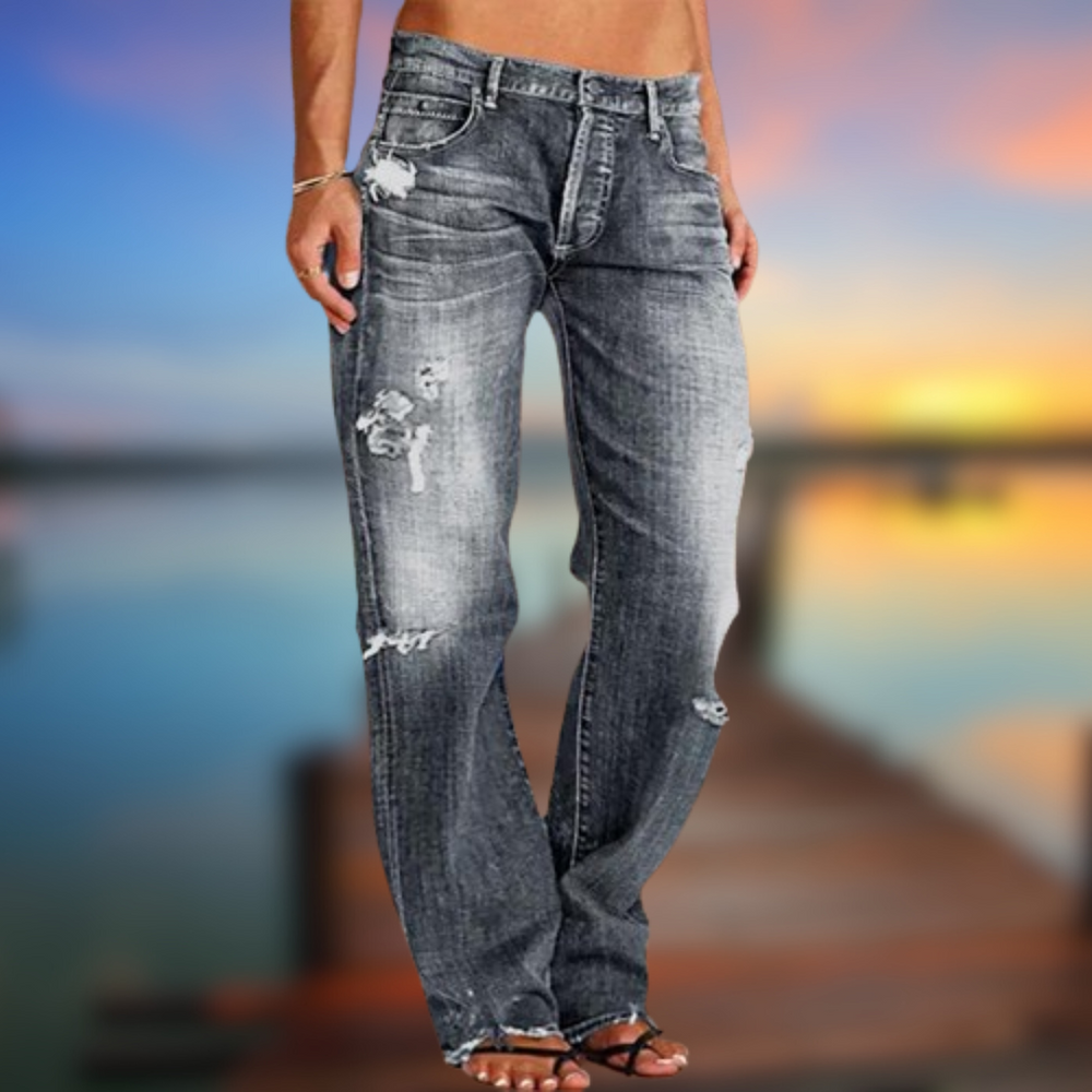 Levoire | Jeans décontractés pour femmes avec déchirure Gris