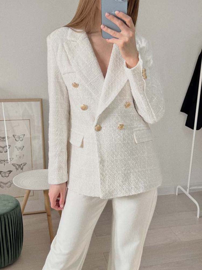 Levoire | Veste blazer chic à double boutonnage Détails élégants pour femmes Beige
