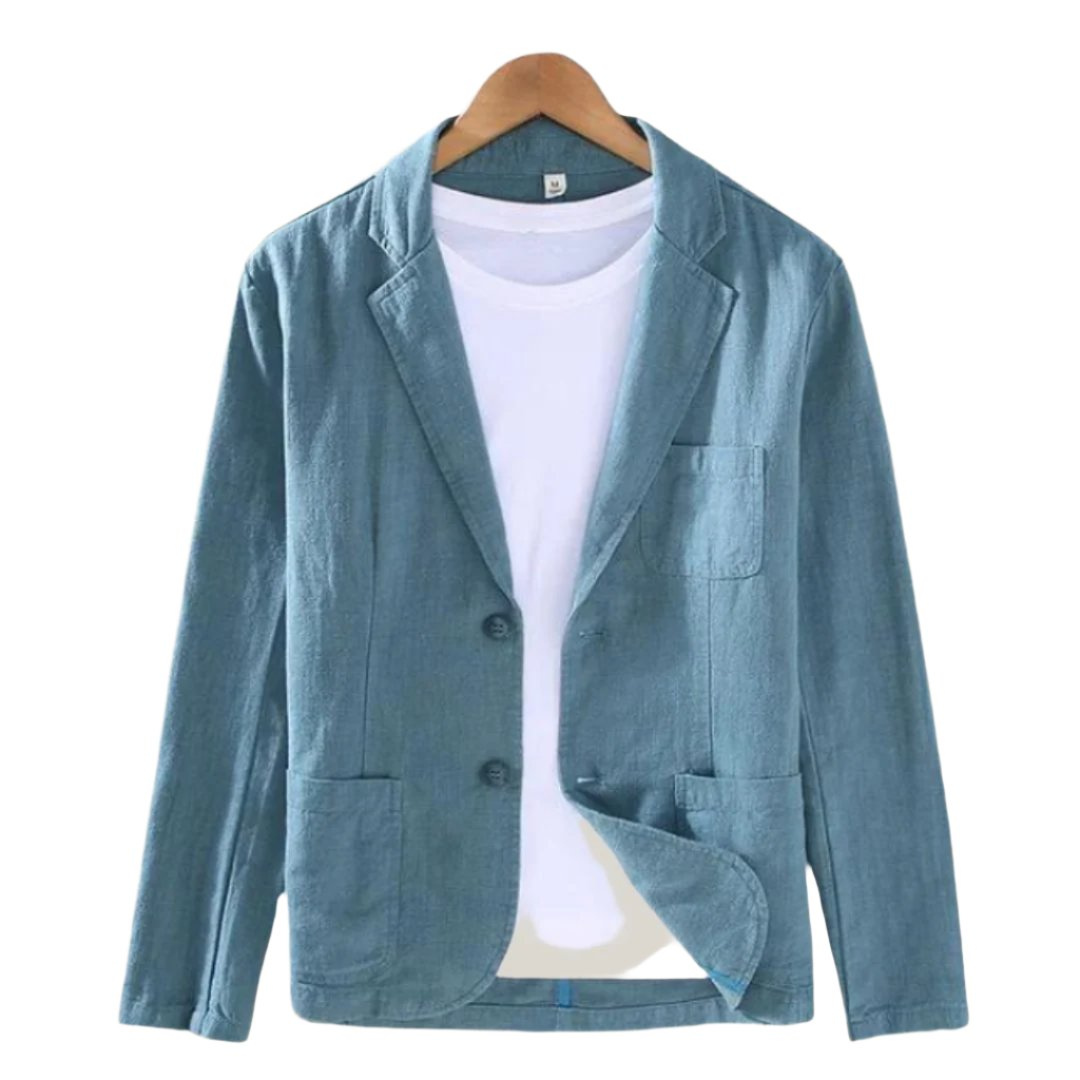 Levoire | Hommes Blazer en Lin Italien Élegant Veste Charmante Pour Hommes Bleu