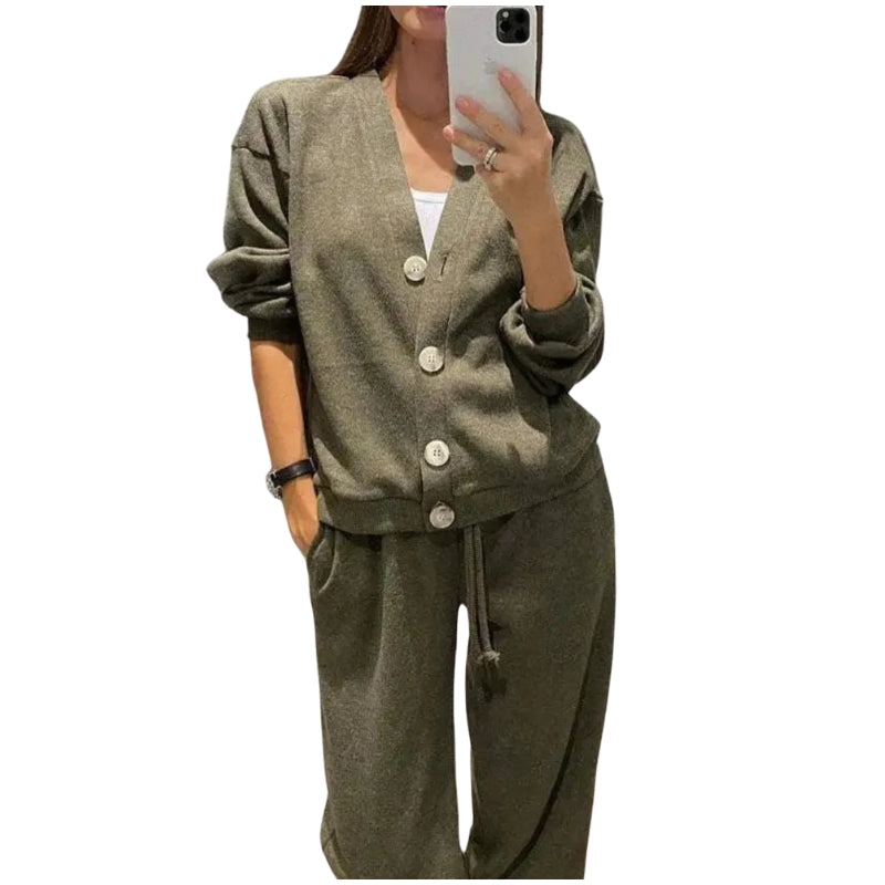 Levoire | Ensemble À Deux Pièces Avec Un Pull En Tricot À Manches Longues Et Un Pantalon Avec Réglage À Cordon Vert