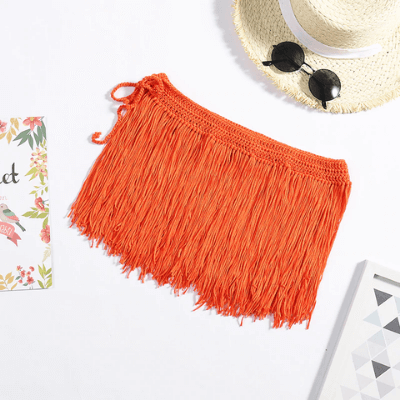 Levoire | Robe De Plage Tricotée À La Main En Crochet Mini Bikini Cover-Up Orange Une taille